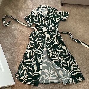 Green and white maxi dress